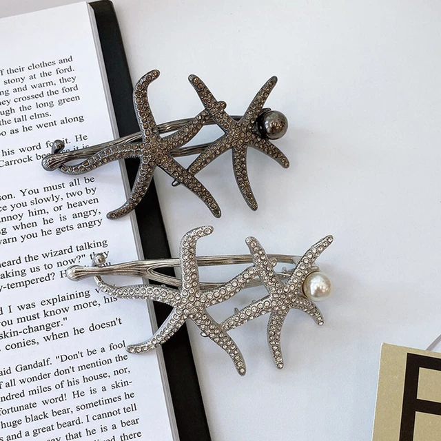 Girl Rhinestone Starfish Hair Clip Twist Hairpin Bride Pearl Alloy Headwear Gift