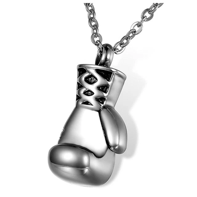 Guanto da boxe cremazione gioielli acciaio inox ciondolo cenere memoriale urna N J4I2
