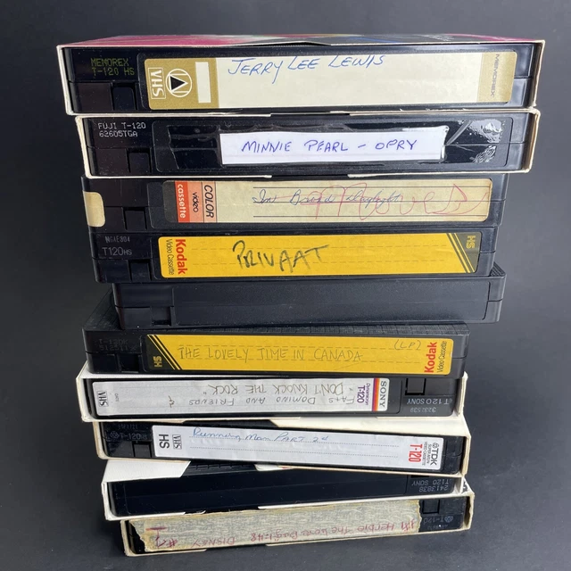 LOT OF 10 'Blank' VHS Cassette Tapes 1980s1990s PreOwned Various