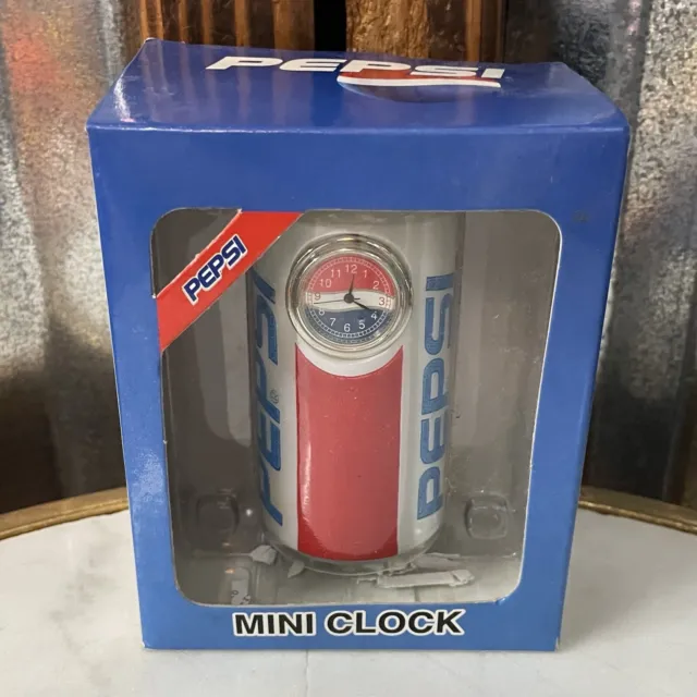 Vintage ~ PEPSI Cola ~ Mini Classic Can Clock ~ NEW / SEALED