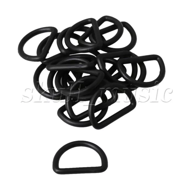 20x D Ring Adjustable Black Plastic Buckle for Bag Webbing 25mm Inner Diameter