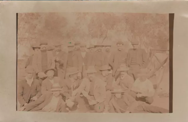 VINTAGE VERY FADED Sepia Photo Men from Yancannia Station White Cliffs POSTCARD