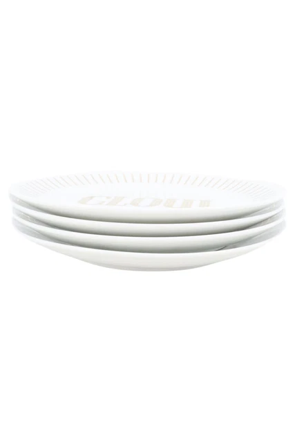 Plato de desayuno WESTWING blanco Ø 21 cm inscripción de porcelana