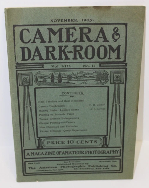 NOVEMBER 1905 CAMERA & Darkroom Magazine, Dynar Kodak Graflex Agfa