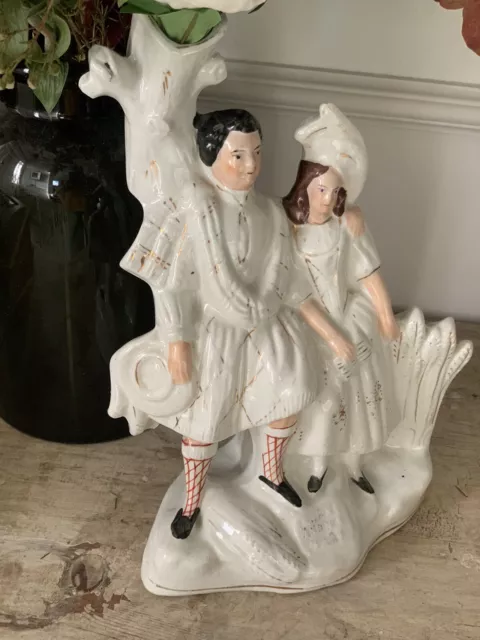 Rare Staffordshire Robert Burns and  Highland Mary  Spill Vase - Victorian 2