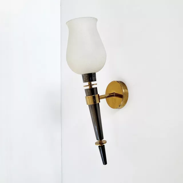 Aplique Candelabro Antorcha Vintage 1950 Latón & Vaso 50S 1950S Dlg Arlus