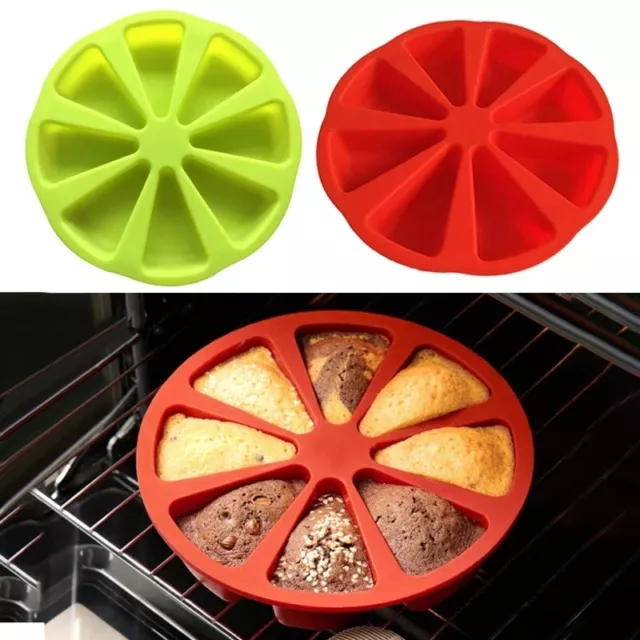 8-Cavity Silicone Cake Pan Tins Muffin Pizza Pastry Baking Bakeware Tray Mould