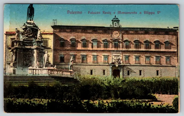 c1910s Italy Palermo Royal Palace and Monument to Philip Vo Vintage Postcard