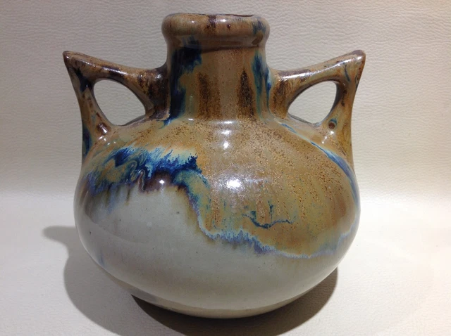 Ancien vase boule en grès émaillé  2 anses art nouveau style Gilbert Metenier