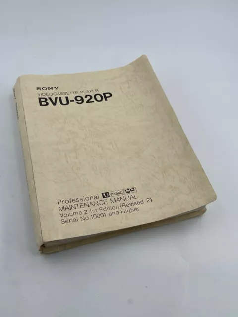 SONY Videocassette Player BVU-920P Pro UmaticSP Maintenance Manuel V2 1st R2