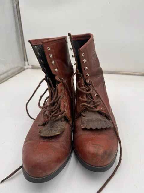 VINTAGE ARIAT HERITAGE Lacer Leather Lace Up Boots Men 10.5 Rodeo Roper ...
