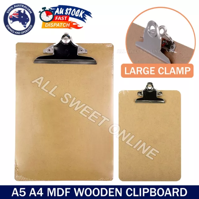 A5 A4 MDF Wooden Clipboard Office Hardboard Writing File Hanging Clip Board AU