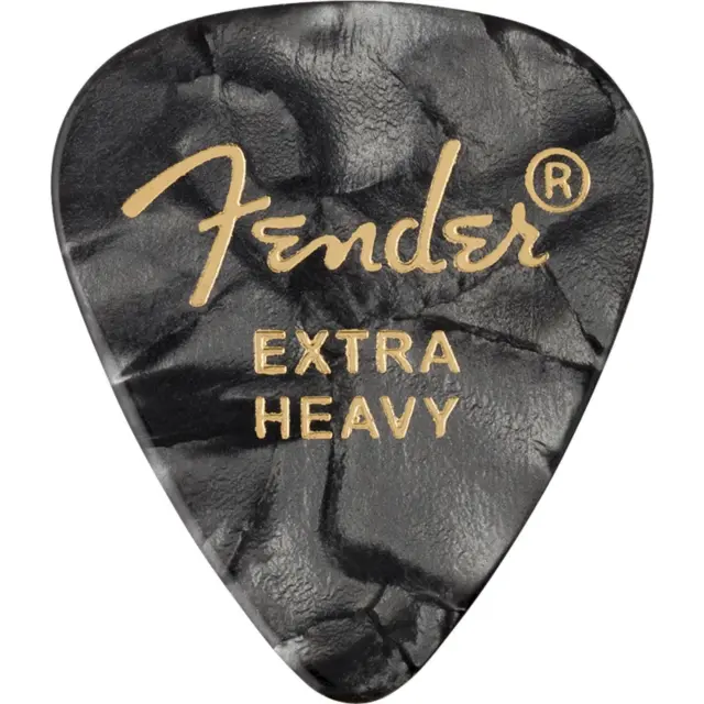 Fender Premium Celluloid 351 Shape Guitar Picks, Extra Heavy, Black Moto 12-Pack