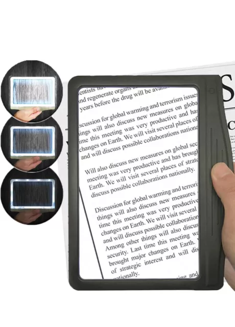 MagniPros 3X Large Ultra Bright LED Page Magnifier with 12 Anti-Glare Dimmable