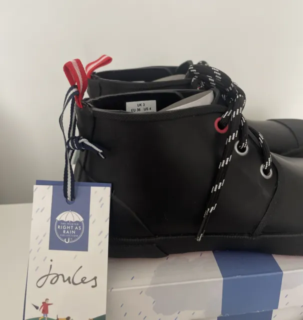 Joules Girls Riley Lace Up Short Chelsea Wellies . Black Jnr UK Size 2 . BNWT . 2