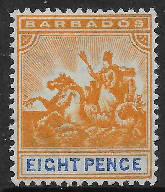 BARBADOS SG142 1905 8d ORANGE & ULTRAMARINE MTD MINT