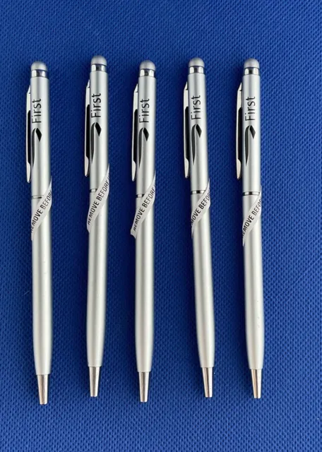 5 x Quality British Airways First Class Pen Stylus Silver metal Black ink New BA