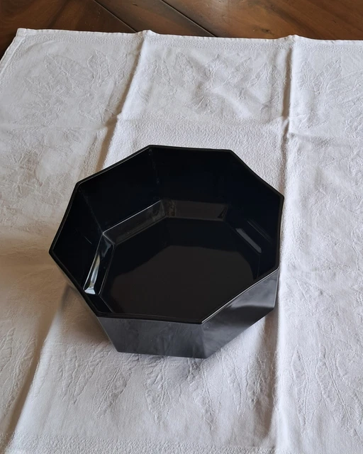 Grand Plat Arcoroc Octime Hexagonal Noir Bord Rouge, Opaline Vintage, Occasion