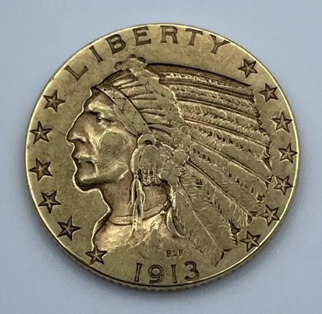 1913 Liberty Indian Head Half Eagle $5 Dollar Gold Coin