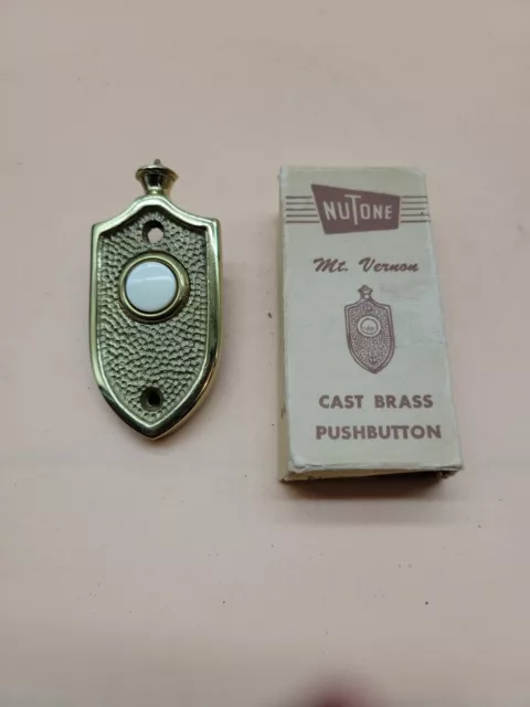 Vintage 1940 MCM NuTone Mount Vernon PB-2 Gold Push Lite Door Bell Chime NOS