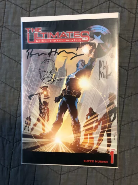 The Ultimates #1: Signed Mark Millar: Signed + remarked Bryan Hitch w/ COA