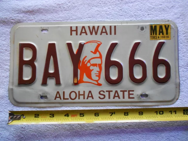 1983 HAWAII License plate - BAY 666 - Collectible OK condition