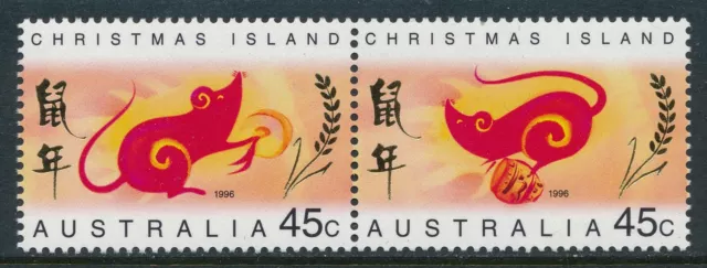 1996 Christmas Island Year Of The Rat Setenant Pair Fine Mint Mnh