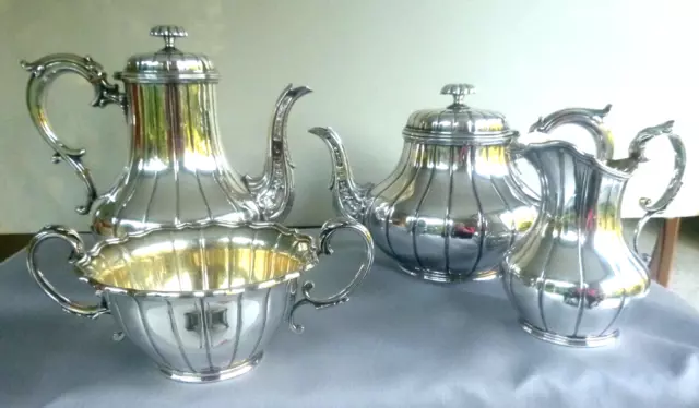 Superb Early Elkington 4 piece silver plate tea set 1852,  Excellent condition