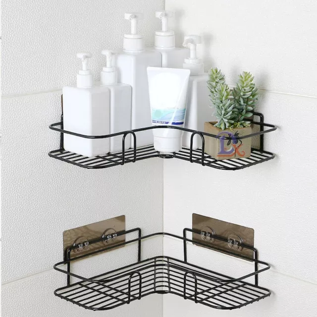 Punch-Free Corner Shower Shelf Holder Bathroom Kitchen Storage Tripod Rack HS