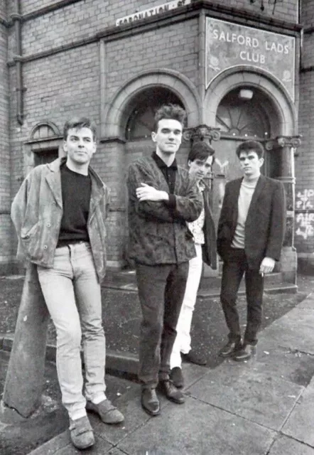 The Smiths cult British 1980's rock band pose by Salford Lads Club 8x10 photo