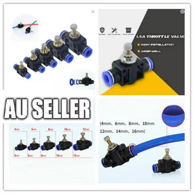 Hot Air Flow Speed Control Valve Connector Tube Hose Pneumatic Push In Fitting