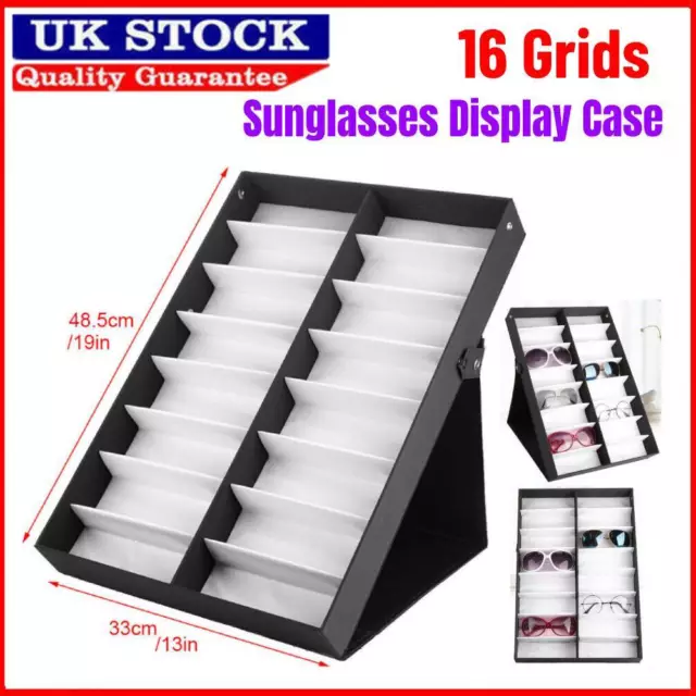 16 Grids Sunglasses Glasses Display Storage Case Box Organizer Holder Case NEW