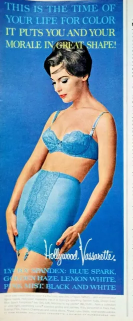 1962 HOLLYWOOD VASSARETTE GIRLDLE & BRA - Sexy Woman in Blue Spark Lingerie  = AD $7.99 - PicClick