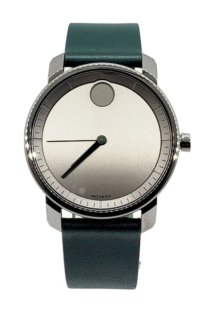 Movado Bold Men's 3600570  Grey Dial Green Leather Strap  Wristwatch