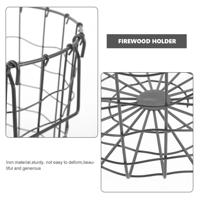 DanDiBo Porta Legna Da Interno In Metallo Nero Rotondo Da Parete 50 Cm - Foto 5