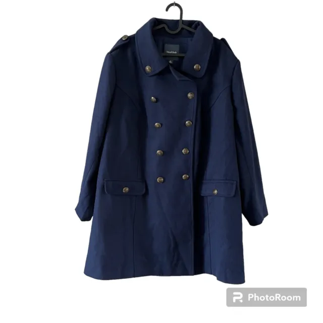 NWOT ModCloth Plus Size Navy Blue Double Breasted Pea Coat Women’s Size 3X