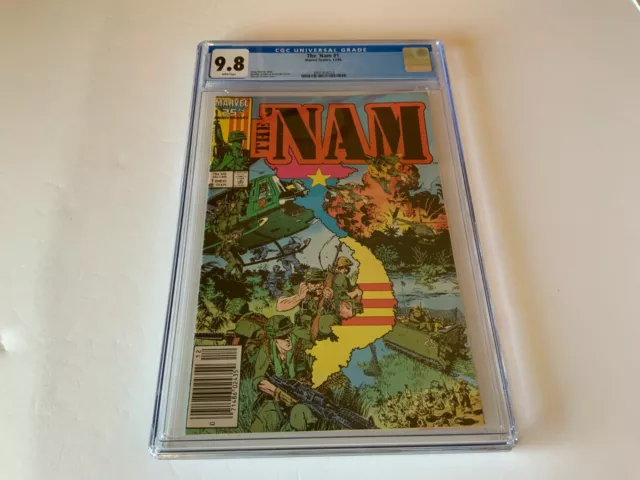 The Nam 1 Cgc 9.8 White Pages Newsstand Vietnam F4 Phantom Marvel Comics 1986 B