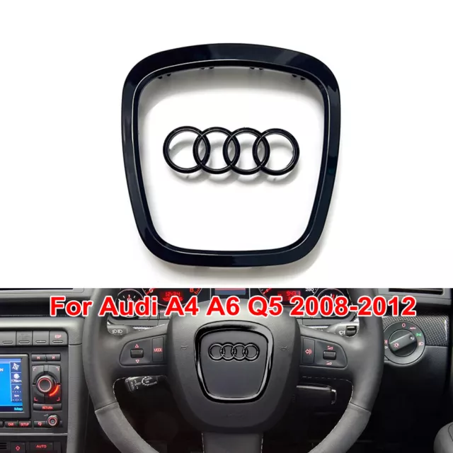 Glänz Schwarz Lenkrad Emblem Zierrahmen für Audi A3 8P A4 A5 A6 C6 Q5 Q7 2008-12