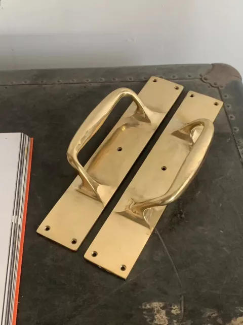 Aurum - Polished Brass Door Pull Handle Pair Industrial Vintage | Vint-In-Haus