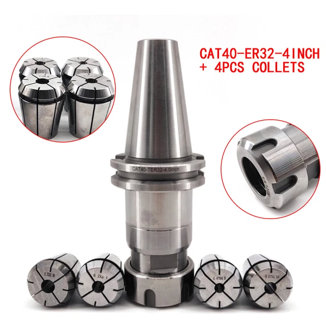 CAT40-ER32 Floating Tap Tool Holder w/4x Collet Chuck Kit 4" Lathe Holder Set
