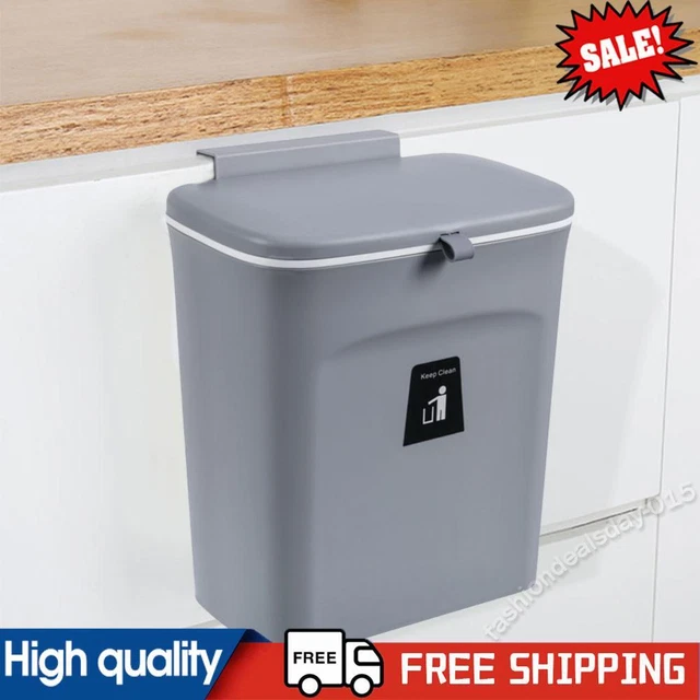 7/9L GARBAGE CAN Wall Mounted with Sliding Lid Compost Bin Kitchen