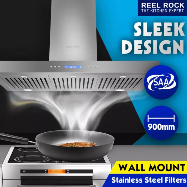 Reelrock Range Hood Rangehood 900mm 90cm Kitchen Canopy Wall Mount Mounted