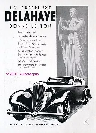 Publicite Automobile Delahaye La Superluxe Signe Rene Ravo De 1935 French Ad Car