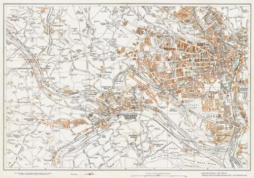 Halifax (west) Yorkshire 1938  - Old vintage Map 36