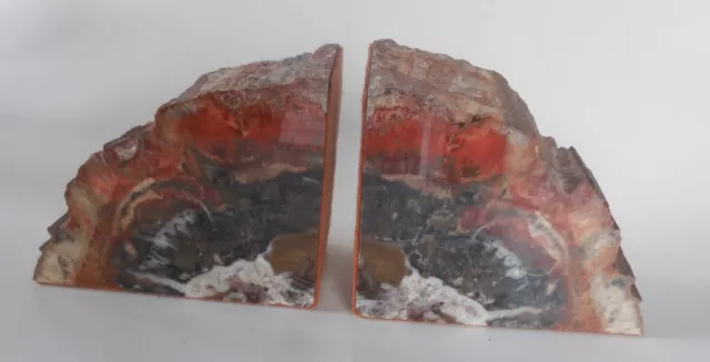 Vintage Pair Petrified Bookends Felted Great Colors!