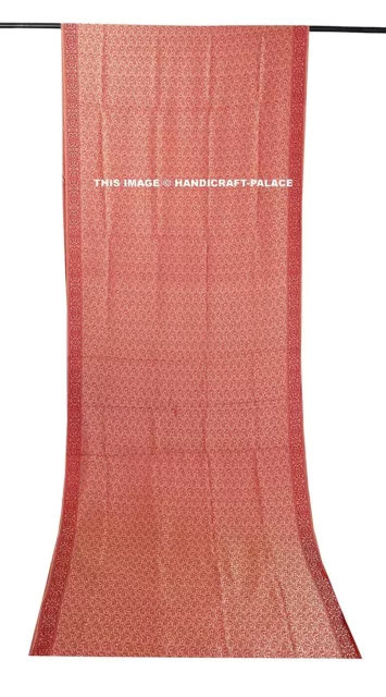 Indiano Tradizionale Rosso Banarasi Seta Sari con Camicetta Pezzi Craft Paisley 3