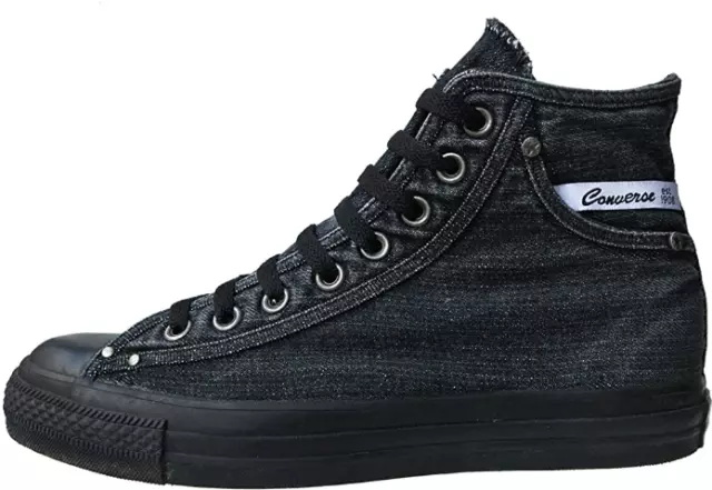 Scarpe Sneakers Unisex Converse Ct Denim Hi 100064 Tela Nero Originale Pe 3