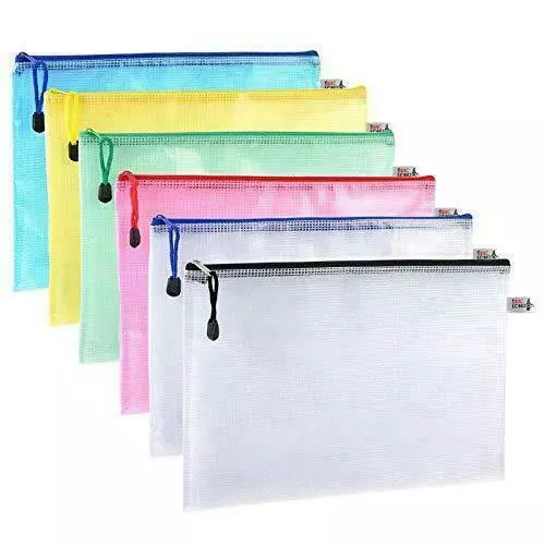 A5 Plastic Zip File Bags Storage Document Folder Protective Wallet  x 6