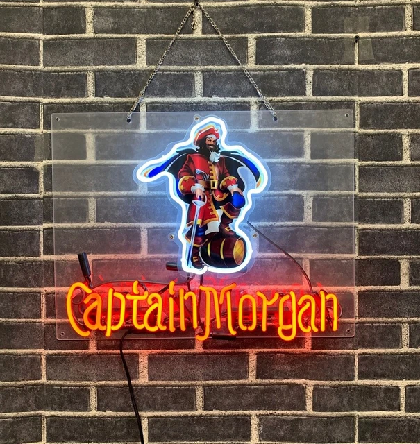 Captain Morgan Rum Pirate Acrylic 20"x16" Neon Light Sign Lamp Pub Wall Decor