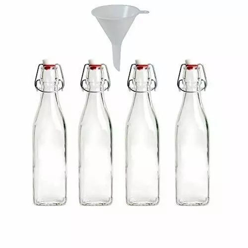 Viva Haushaltswaren - 4 Piccole Bottiglie in Vetro con Chiusura 250 ml (K0z)